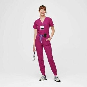 Figs Scrub Set - Raspberry Sorbet (S top + SP bottoms)